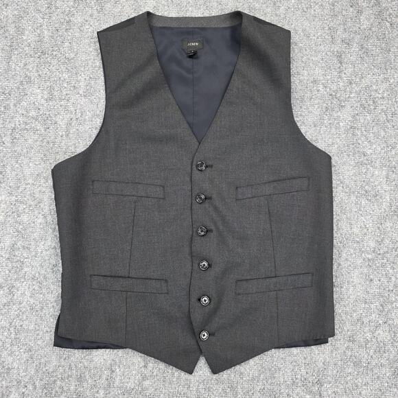 J Crew Vest Mens Small Gray Charcoal Loro Piana Super 120s Wool Dress Waistcoat - Picture 1 of 16